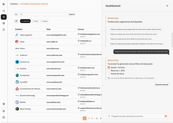 DataOrigin chat assistant panel