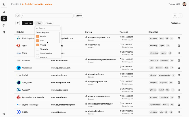 DataOrigin data table interface